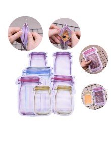 Kavanoz Görünümlü Kilitli Saklama Poşeti Çıtçıtlı ve Pratik Torba 5 Adet