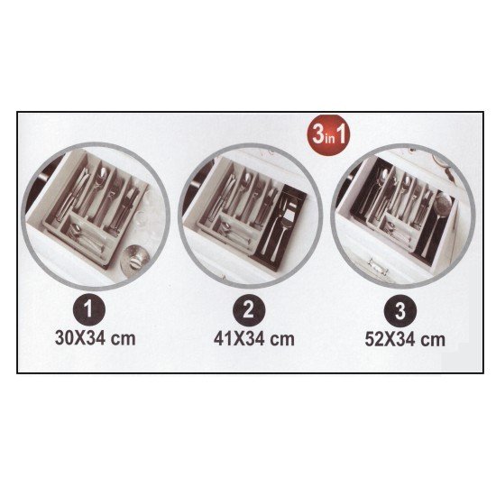 Kayar Kaşıklık Organizeri - 3 Aşamalı Sürgülü - Sağ Sol Açılır