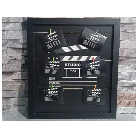 Klaket Tasarımlı İpli ve Mandallı Fotoğraf Çerçevesi Klaket Tasarımlı İpli ve Mandallı Fotoğraf Çerçevesi