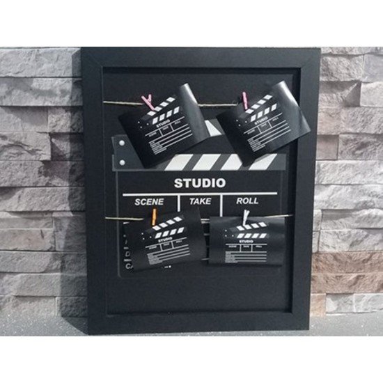 Klaket Tasarımlı İpli ve Mandallı Fotoğraf Çerçevesi No: 2 Klaket Tasarımlı İpli ve Mandallı Fotoğraf Çerçevesi No: 2