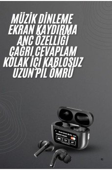 Kulak İçi Bluetooth Kulaklık Ekranlı Müzik Dinleme Çağrı Cevaplama Siyah