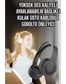 Kulak Üstü Kablosuz Bluetooth Kulaklık Gürültü Önleyici Uzun Şarj Süreli