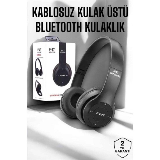 Kulak Üstü TF Kart ve AUX Destekli Ergonomik Bluetooth Kulaklık Kulak Üstü TF Kart ve AUX Destekli Ergonomik Bluetooth Kulaklık