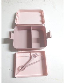 Kulplu Beslenme Kabı  2 Bölmeli Mandallı Diyet Kabı -Çatal Kaşık Dahildir