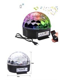 Led Işık Disko Topu Bluetooth Hoparlörlü USB Müzik Çalar Kumandalı