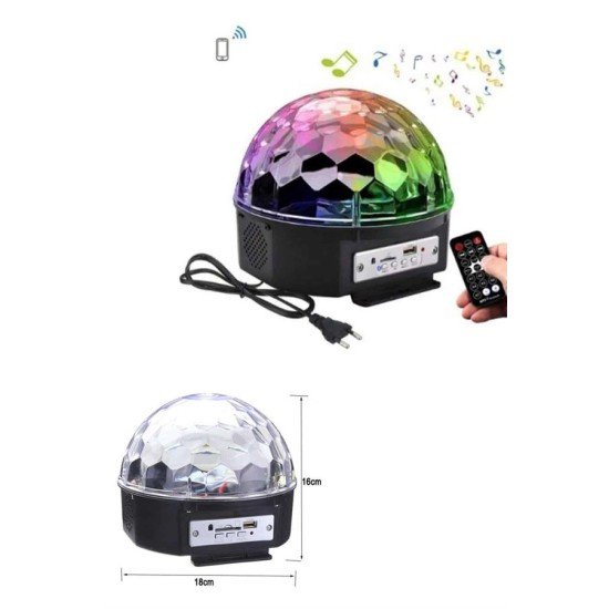 Led Işık Disko Topu Bluetooth Hoparlörlü USB Müzik Çalar Kumandalı Led Işık Disko Topu Bluetooth Hoparlörlü USB Müzik Çalar Kumandalı