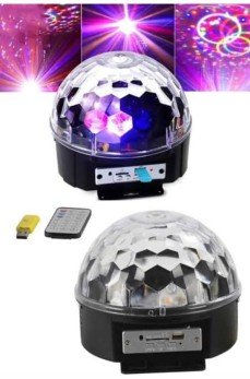 Led Işık Disko Topu Bluetooth Hoparlörlü USB Müzik Çalar Kumandalı
