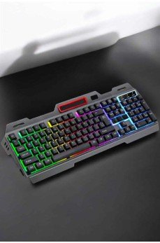 Led Işıklı  Klavye Usb Girişli RGB Işıklı Q Klavye Mouse Hediyeli