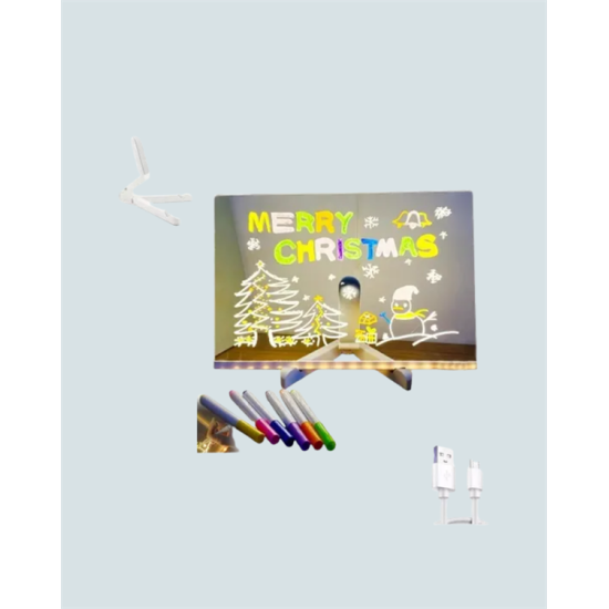 LED Işıklı Şeffaf Yazı Tahtası – Neon Etkili Akrilik Pano, Silinebilir, 7 Renkli Kalemli, 30x20 cm LED Işıklı Şeffaf Yazı Tahtası – Neon Etkili Akrilik Pano, Silinebilir, 7 Renkli Kalemli, 30x20 cm
