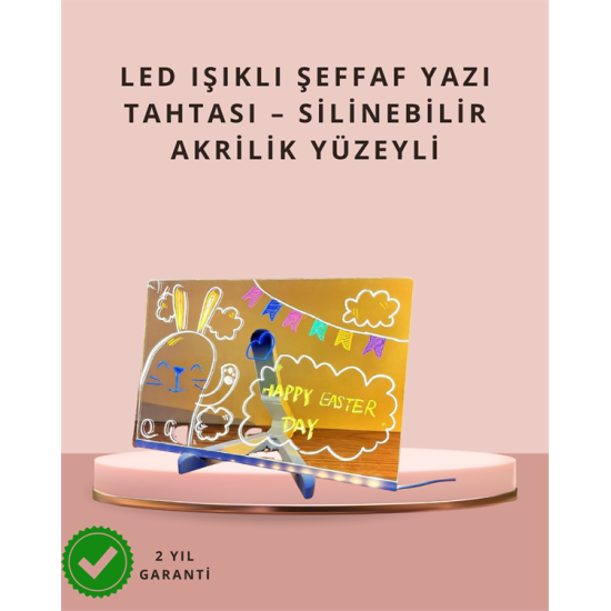LED Işıklı Şeffaf Yazı Tahtası – Neon Etkili Akrilik Pano, Silinebilir, 7 Renkli Kalemli, 30x20 cm LED Işıklı Şeffaf Yazı Tahtası – Neon Etkili Akrilik Pano, Silinebilir, 7 Renkli Kalemli, 30x20 cm