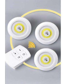 Led Lamba 3'lü Uzaktan Kumandalı Yapışkanlı Beyaz Işık