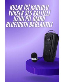 Makaralı Bluetooth Kulakiçi Yaka Kulaklığı Kablosuz Kulaklık