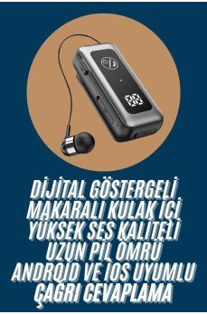 Makaralı Kulaklık SD Kart Girişli Dijital Göstergeli Kablolu Bluetooth Kulaklık
