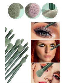 Makyaj Fırça Seti Yeşil 13 Parça Fondöten Fırçası Allık Fırçası Far Fırçası