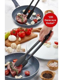 Maşa - 220 Dereceye Kadar Dayanıklı Yanmaz - Yapışmaz Plastik Izgara Maşası 30 Cm