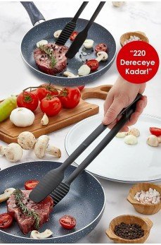 Maşa - 220 Dereceye Kadar Dayanıklı Yanmaz - Yapışmaz Plastik Izgara Maşası 30 Cm