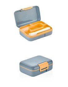 Meyve Suyu Bölmeli - Tabaklı Beslenme Kabı  Diyet Kabı -Çatal Bıçak Kaşık Dahildir