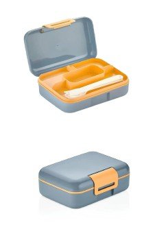 Meyve Suyu Bölmeli - Tabaklı Beslenme Kabı  Diyet Kabı -Çatal Bıçak Kaşık Dahildir