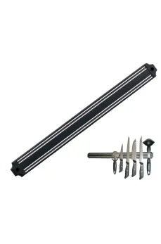 Mıknatıslı Bıçak Tutucu Stand - 38 cm - Siyah - Paslanmaz Çelik - Mutfak Düzeni - Güvenli Bıçak Saklama - Tezgâh Düzeni - Modern Tasarım