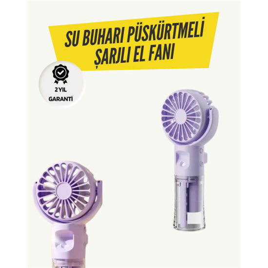 Mini Masaüstü ve El Tipi Buğu Fanı – Su Depolu, Şarj Edilebilir, Nemlendirici Özellikli