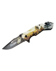 Mtech 4 23 2 Marines Kurtarma / Kamp Çakı 20cm - Yarı Otomatik, Kemerlikli, Cam Kırma Ve İp Kesme Aparatlı