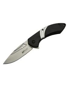 Mtech 4214 Beyaz Kamp Çakı 20cm- Yarı Otomatik, Kemerlikli, Oluklu