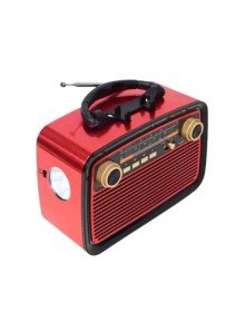 Nostaljik Görünümlü Ahşap Radyo TF SD USB Girişli Led Fener Işıklı