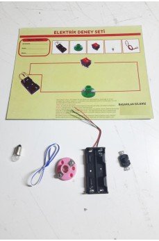 Okul Deney Seti - Elektrik Seti Ampul - Pil Yatağı - Duy -Düğme Seti