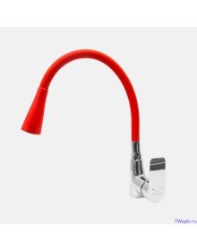 Oynar Başlıklı Çelik Spiral Üzeri Silikon Kaplama Musluk Başlığı Kobra Fonksiyonlu Musluk - Kırmızı