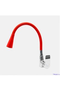 Oynar Başlıklı Çelik Spiral Üzeri Silikon Kaplama Musluk Başlığı Kobra Fonksiyonlu Musluk - Kırmızı