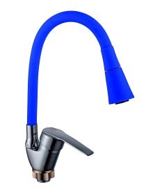 Oynar Başlıklı Çelik Spiral Üzeri Silikon Kaplama Musluk Başlığı Kobra Fonksiyonlu Musluk - Mavi