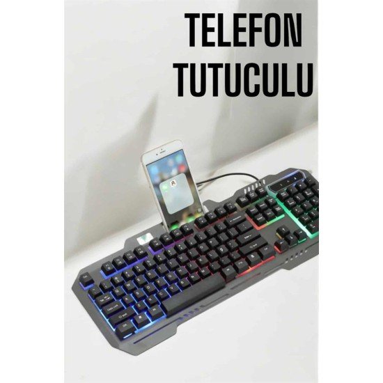 Klavyesi Q Klavye RGB Işıklı Mouse Hediyeli