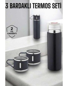 Paslanmaz Çelik 3’lü Termos Seti Vakumlu ve 8 Saat Isı Koruma