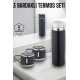 Paslanmaz Çelik 3’lü Termos Seti Vakumlu ve 8 Saat Isı Koruma