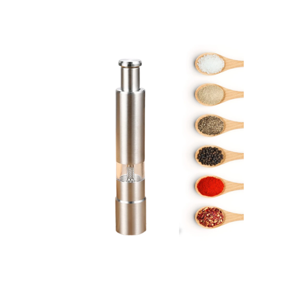 Paslanmaz Çelik Tuz ve Kararbiber Öğütücü - Şeffaf Akrilik Hazne