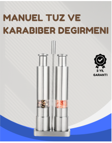 Paslanmaz Çelik Tuz ve Kararbiber Öğütücü - Şeffaf Akrilik Hazne