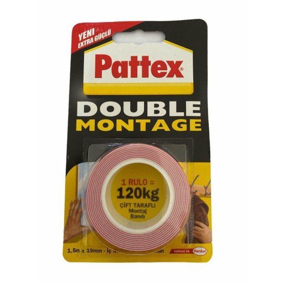 Pattex Double Montage Çift Taraflı Bant 120 kg Pattex Double Montage Çift Taraflı Bant 120 kg