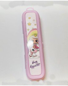 Pembe Multi Renkli Kapaklı Kalemlik Kutusu -Çanta İçi Saklama - Diş Fırçası - Makyaj Fırçası Kutu