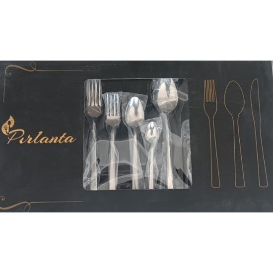 Pırlanta 30 Parça 6 Kişilik Çatal Kaşık Takımı 30 Parça Kutulu Hediyelik Çeyizlik Takım