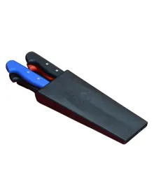 Plastik Bıçak Kütüklüğü 4 lü - Kırmızı, Plastik, Kemerlikli Bıçak Çanta