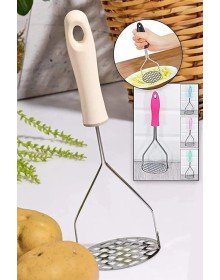 Plastik Saplı Delikli Metal Paslanmaz Patates Muz Yumurta Ezici Püre Yapıcı