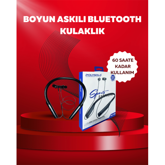 Polygold PG-100 Bluetooth 5.0 Boyun Bantlı Kulaklık – 50 Saat Konuşma Süresi, Type-C Şarj Polygold PG-100 Bluetooth 5.0 Boyun Bantlı Kulaklık – 50 Saat Konuşma Süresi, Type-C Şarj