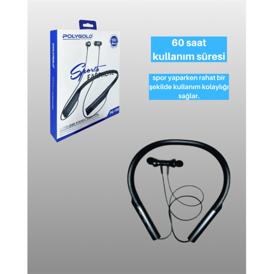 Polygold PG-100 Bluetooth Kulaklık – Ergonomik Boyun Bantlı Tasarım, Net Ses ve Konfor Polygold PG-100 Bluetooth Kulaklık – Ergonomik Boyun Bantlı Tasarım, Net Ses ve Konfor
