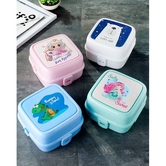 Porky Lol Desenli 4 Bölmeli Çatallı Beslenme Kabı - Diyet Kabı Porky Lol Desenli 4 Bölmeli Çatallı Beslenme Kabı - Diyet Kabı