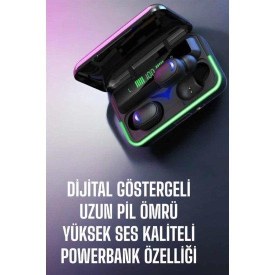 Powerbank Özellikli Kablosuz Bluetooth Kulaklık RGB Işıklı Powerbank Özellikli Kablosuz Bluetooth Kulaklık RGB Işıklı