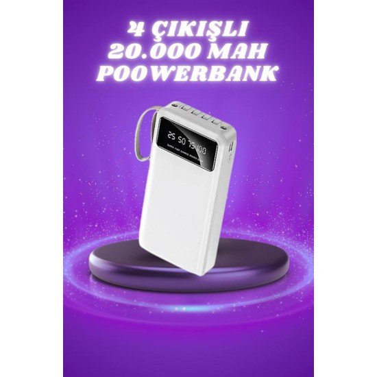 Powerbank Şarj Cihazı 4 Çıkışlı 20.000 MAH Powerbank Taşınabilir Çoklu Giriş