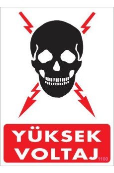 Yüksek Voltaj Uyarı Levhası 25x35 KOD:1100