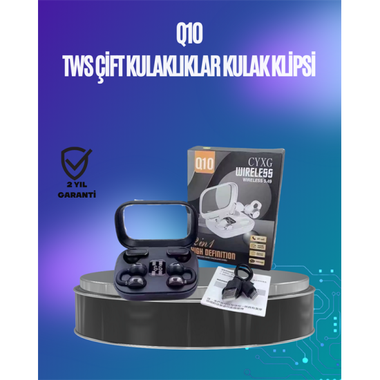 Q10 True Wireless Stereo Kulaklık – Ergonomik Tasarım, 10m Menzil, Type-C