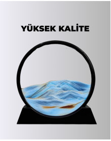 Rahatlatıcı Kum Sanatı – Yuvarlak Cam Çerçeveli Hareketli Kum Resmi, Ofis ve Ev İçin Etkileşimli Masaüstü Süs
