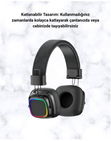 Renkli Işık Efektli Bluetooth 5.3 Müzik Kulaklığı